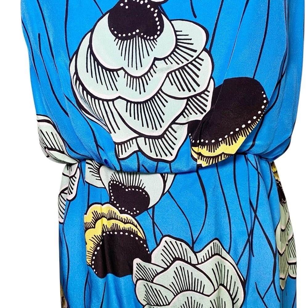 Anthropologie 100% Silk Blue Floral Palma Midi Dress by Sariah - Picture 5 of 16